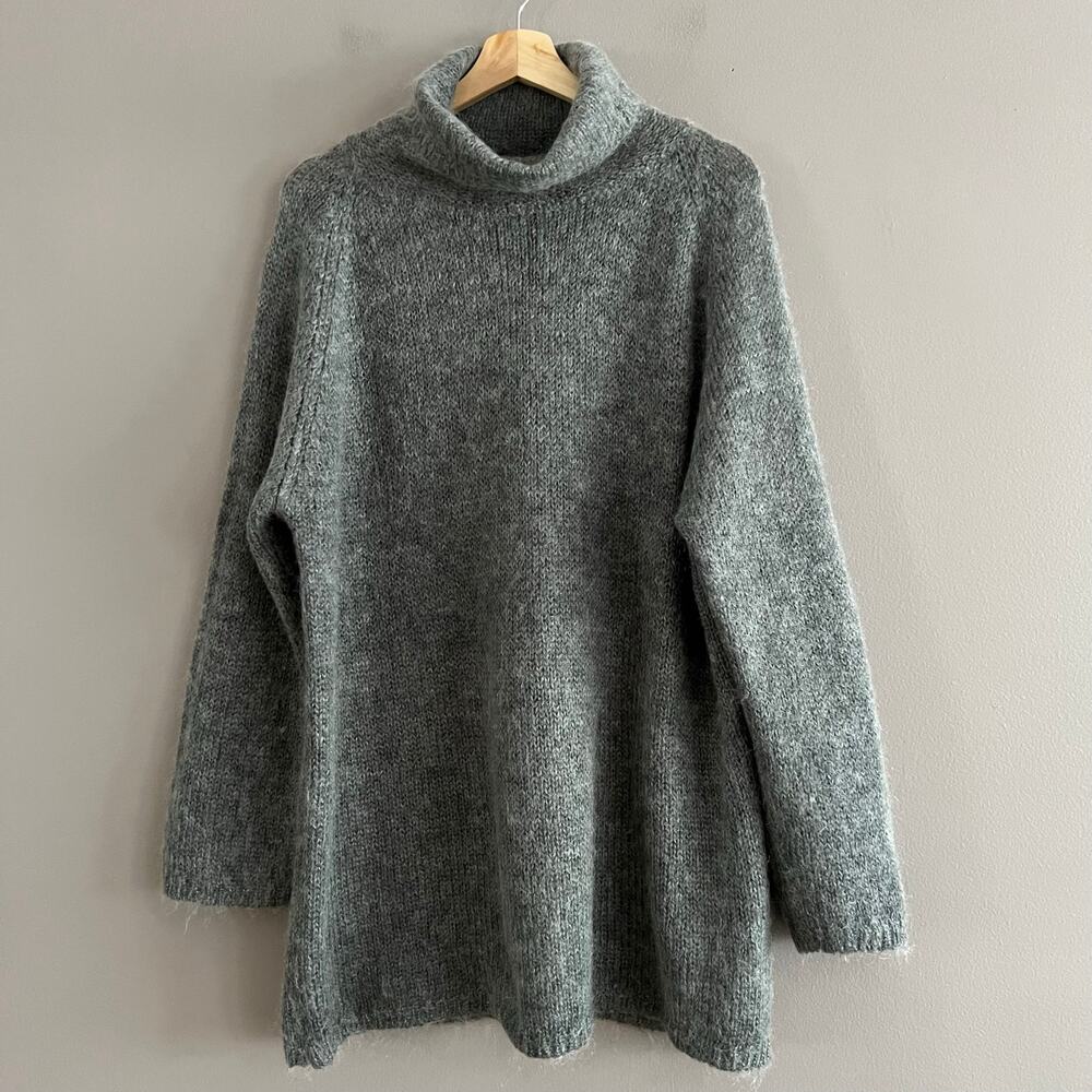 Elements Spiegel Mohair Turtleneck Sweater Gray Oversized Minimalist Large